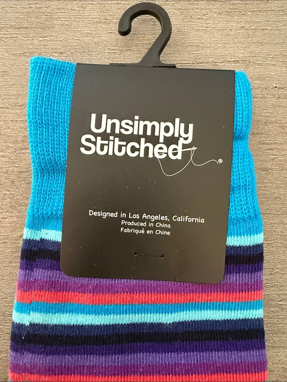 Men's Striped Crew Socks - Turquoise & Purple